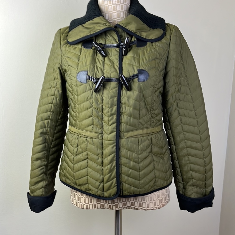 Cartonnier Army Green Quilted Zip Front Jacket Gem